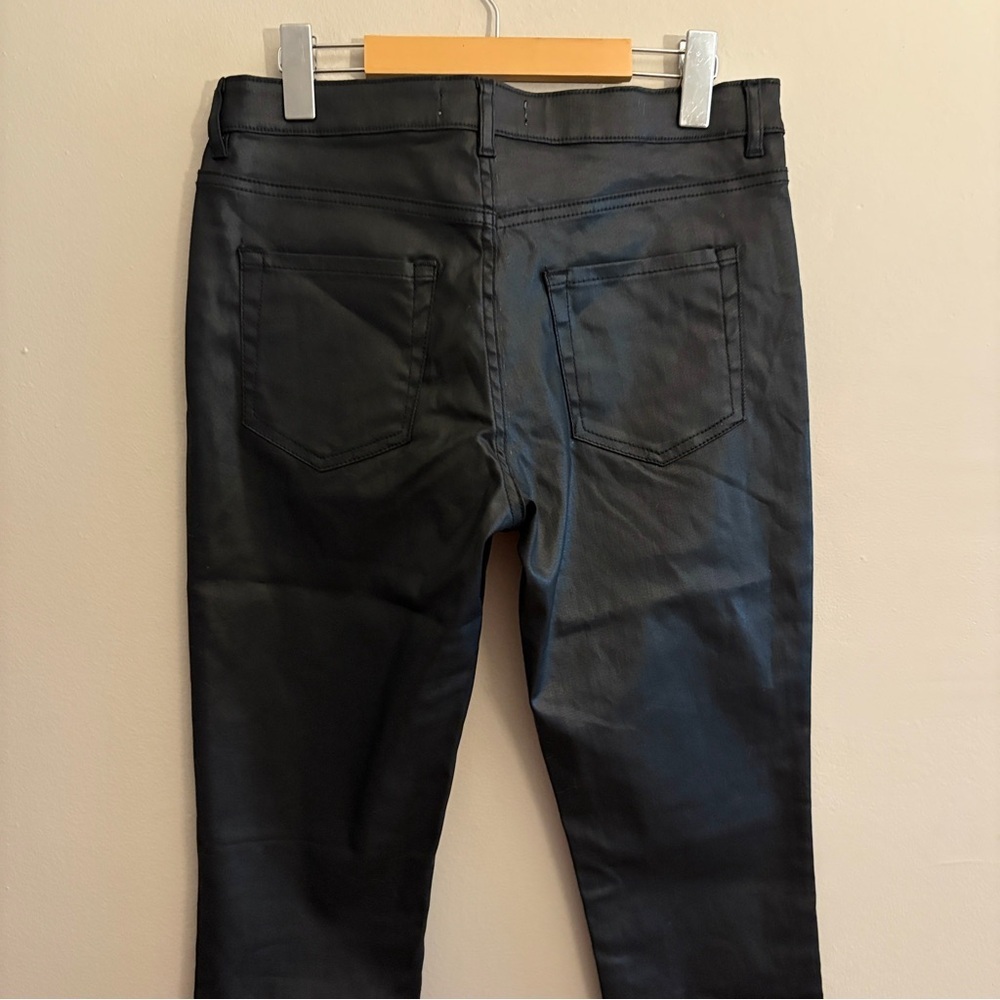 H&M Black Wax Skinny Jeans,  Faux Leather Look – Size 10 Like New - Picture 11 of 15